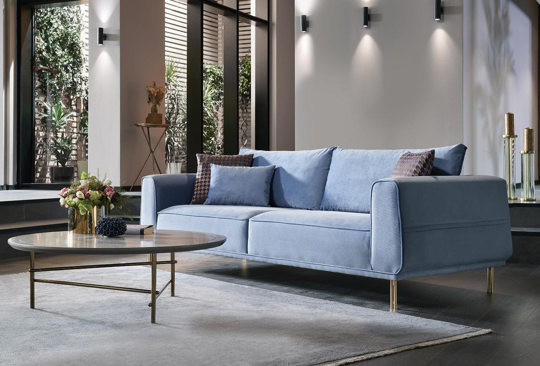 Merida 3 Seater Sofa Light Blue